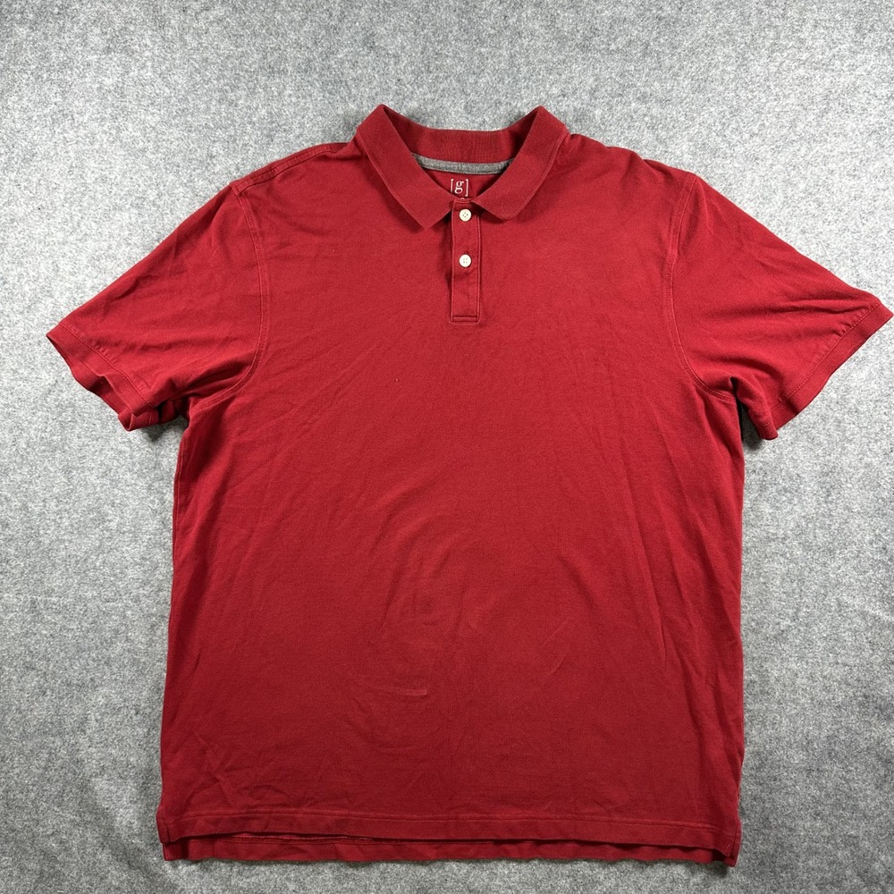 George‎ Short Sleeve Polo Shirt XL Red Solid Classic Cotton Blend